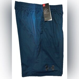 NEW UNDER ARMOUR GYM SHORTS YOUTH BOYS L TURQUOISE BLACK BEACH POOL